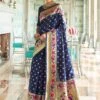 Blue Woven Saree In Handloom Silk -Riwaayat Store p2001sr01