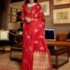 Red Traditional Saree With Zari Weaving -Riwaayat Store p2002sr01
