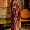 Maroon Festive Saree With Zari Weaves -Riwaayat Store p2002sr05