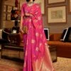 Pink Festive Saree With Zari Weaves