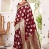 Maroon Party Wear Zari Woven Saree In Silk -Riwaayat Store p2004sr02