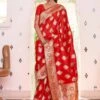 Red Zari Woven Festive Saree In Silk -Riwaayat Store p2004sr05