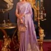 Purple Woven Party Wear Saree In Satin -Riwaayat Store p2005sr01