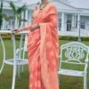 Peach Party Wear Chikankari Saree -Riwaayat Store p2006sr04