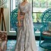 Grey Chikankari Party Wear Saree In Silk -Riwaayat Store p2007sr01