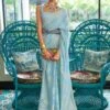 Blue Party Wear Saree With Chikankari Work 1 Blue Party Wear Saree With Chikankari Work -Riwaayat Store p2007sr02
