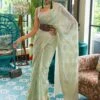 Green Party Wear Saree With Chikankari Work -Riwaayat Store p2007sr05