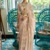 Beige Party Wear Saree With Chikankari Work