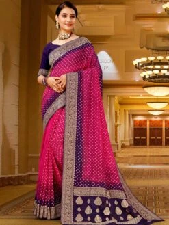 Pink Embroidered Georgette Saree