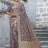 Grey Floral Woven Art Silk Saree -Riwaayat Store p2014sr05