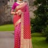 Pink And Red Saree With Woven Pallu 2 Pink And Red Saree With Woven Pallu -Riwaayat Store p2016sr01