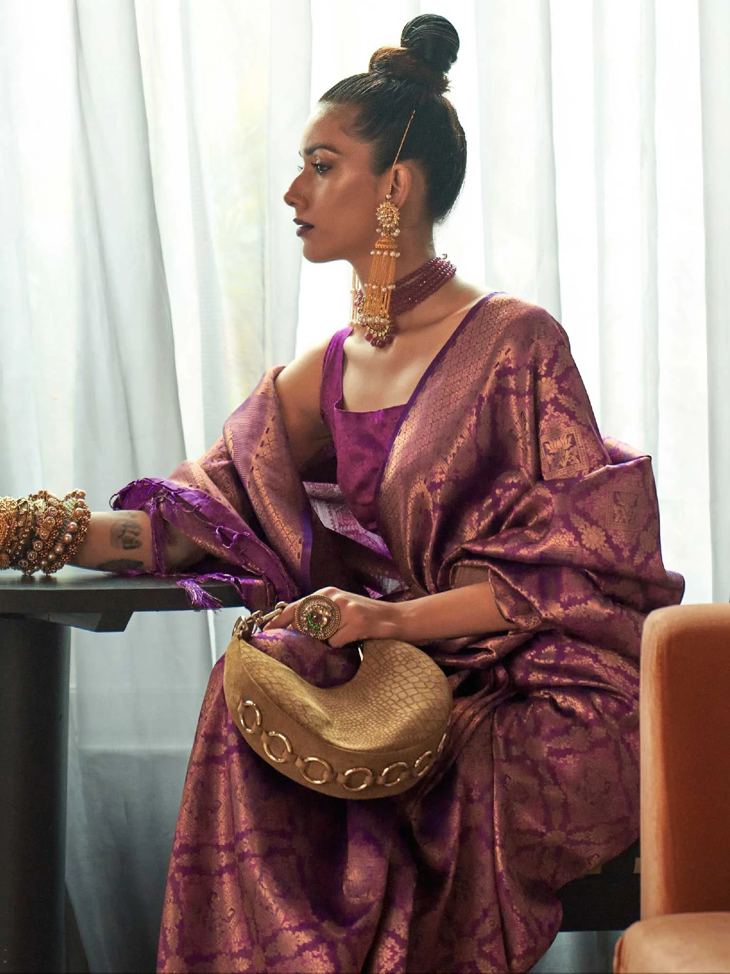 Purple Party Wear Saree With Zari Weaves 4 Purple Party Wear Saree With Zari Weaves - Image 2