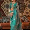Turquoise Silk Saree With Zari Weaves