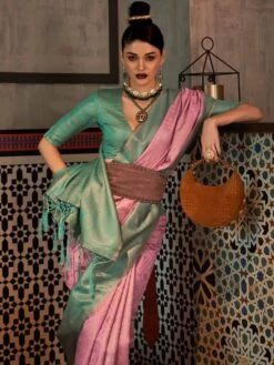 Pink Festive Silk Saree With Blouse -Riwaayat Store p2022sr06 1