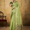 Green Zari Woven Party Wear Saree In Tissue -Riwaayat Store p2023sr05