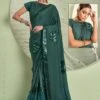 Green Sequins Embroidered Cocktail Saree -Riwaayat Store p2032sr05