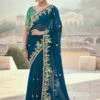 Blue Wedding Silk Saree With Zari Embroidery 2 Blue Wedding Silk Saree With Zari Embroidery -Riwaayat Store p2036sr06