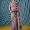 Purple Casual Wear Linen Saree -Riwaayat Store p2037sr03