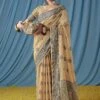 Beige Casual Linen Saree With Weaves 1 Beige Casual Linen Saree With Weaves -Riwaayat Store p2037sr05