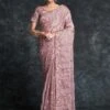 Purple Embroidered Wedding Saree In Organza -Riwaayat Store p2045sr04