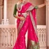 Pink Traditional Saree In Banarasi Silk 1 Pink Traditional Saree In Banarasi Silk -Riwaayat Store p2046sr03