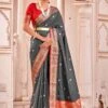 Grey Woven Traditional Saree In Banarasi Silk -Riwaayat Store p2046sr05