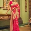 Bridal Pink Woven Saree In Banarasi Silk