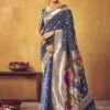 Grey Festive Silk Saree With Zari Weaves -Riwaayat Store p2051sr06