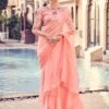 Peach Ruffle Saree With Embroidered Blouse 2 Peach Ruffle Saree With Embroidered Blouse -Riwaayat Store p2054sr01