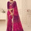 Pink And Purple Bandhani Printed Saree