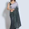 Black And Silver Sequined Saree For Cocktail -Riwaayat Store p2063sr04