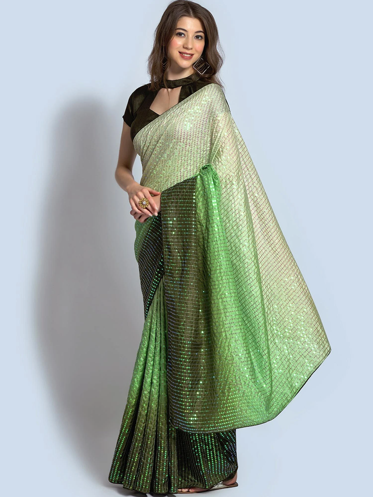 Multicolor Georgette Saree With Sequins Work 3 Multicolor Georgette Saree With Sequins Work