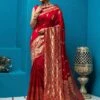 Red Bridal Banarasi Silk Saree -Riwaayat Store p2070sr01