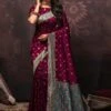 Magenta Zari Woven Saree In Silk -Riwaayat Store p2074sr02