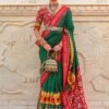 Green Patola Printed Wedding Saree In Silk -Riwaayat Store p2081sr03
