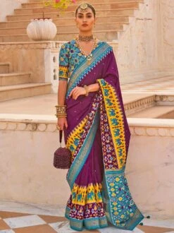 Purple Patola Printed Silk Festive Saree