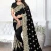 Black Embroidered Border Saree With Blouse 2 Black Embroidered Border Saree With Blouse -Riwaayat Store p2086sr01