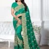 Green Art Silk Saree With Embroidered Border -Riwaayat Store p2086sr07