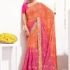 Orange And Pink Wedding Wear Saree In Georgette