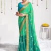 Green And Blue Festive Wear Saree In Georgette 1 Green And Blue Festive Wear Saree In Georgette -Riwaayat Store p2091sr05
