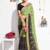 Green And Black Bandhani Print Georgette Saree -Riwaayat Store p2091sr09