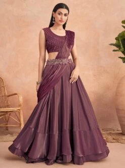 Magenta Party Wear Pre-Stitched Saree