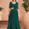 Green Pre-Stitched Saree With Embroidered Blouse -Riwaayat Store p2094sr03