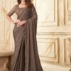 Brown Party Wear Saree With Sequins Embroidery 2 Brown Party Wear Saree With Sequins Embroidery -Riwaayat Store p2097sr03