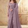 Purple Party Wear Saree With Embroidered Border -Riwaayat Store p2097sr04