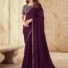 Purple Silk Party Wear Saree With Embroidery -Riwaayat Store p2097sr13
