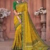 Yellow Mirror Embroidered Silk Saree -Riwaayat Store p2098sr04
