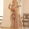 Cream Floral Woven Festive Wear Saree -Riwaayat Store p2099sr04