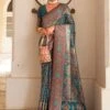 Blue Floral Woven Wedding Wear Saree -Riwaayat Store p2099sr05