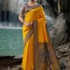 Yellow Zari Woven Wedding Wear Saree -Riwaayat Store p2109sr02 1